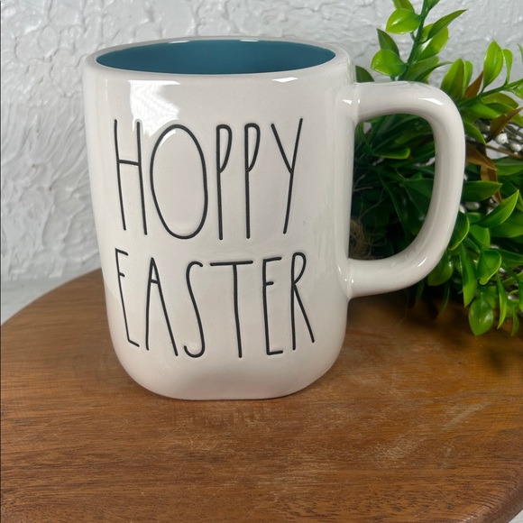 Rae Dunn Other - Rae Dunn Hoppy Easter Mug with Bunny White Blue 18 Oz Easter Drink Large Mug